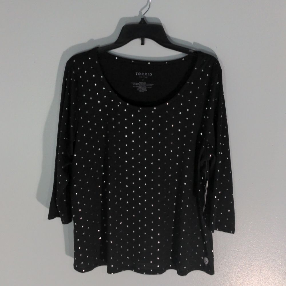 COPY - Torrid black and silver stars active wear shirt size 1X